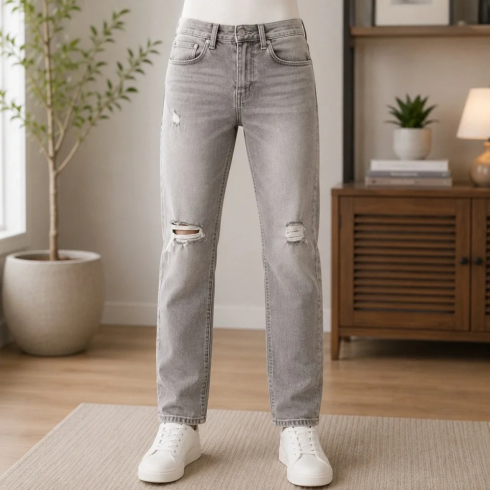Levis 510 Skinny Taper Jeans Mens 30x30 Gray Distressed Ripped Denim 2380